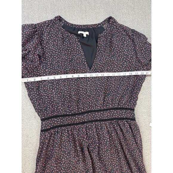 Rebecca Minkof Dress Ditsy Floral Tiered Maxi Prairie Cottagecore Black Sz Large - Picture 8 of 11